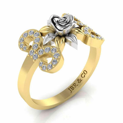 Two Tone Floral Style Sterling Silver Rose Ring - JBR Jeweler