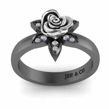 Two Tone Flower Style Rose Ring In Sterling Silver - JBR Jeweler