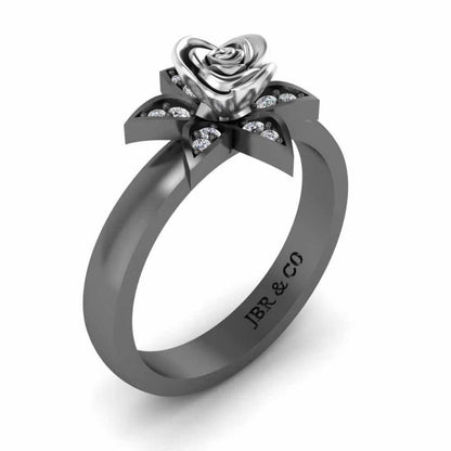 Two Tone Flower Style Rose Ring In Sterling Silver - JBR Jeweler