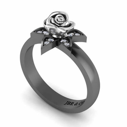 Two Tone Flower Style Rose Ring In Sterling Silver - JBR Jeweler