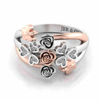 Two Tone Heart And Butterfly Rose Sterling Silver Ring - JBR Jeweler