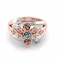 Two Tone Heart And Butterfly Rose Sterling Silver Ring - JBR Jeweler