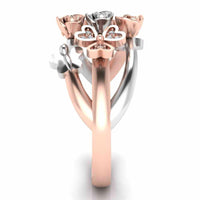 Two Tone Heart And Butterfly Rose Sterling Silver Ring - JBR Jeweler