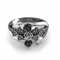 Two Tone Heart And Butterfly Rose Sterling Silver Ring - JBR Jeweler