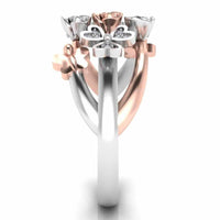 Two Tone Heart And Butterfly Rose Sterling Silver Ring - JBR Jeweler