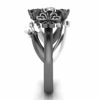 Two Tone Heart And Butterfly Rose Sterling Silver Ring - JBR Jeweler