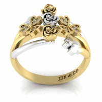 Two Tone Heart And Butterfly Rose Sterling Silver Ring - JBR Jeweler