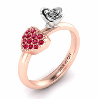 Two Tone Heart Ruby Rose Ring In Sterling Silver - JBR Jeweler