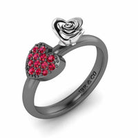 Two Tone Heart Ruby Rose Ring In Sterling Silver - JBR Jeweler