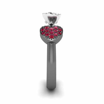 Two Tone Heart Ruby Rose Ring In Sterling Silver - JBR Jeweler