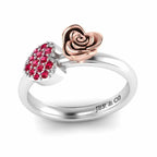 Two Tone Heart Ruby Rose Ring In Sterling Silver - JBR Jeweler