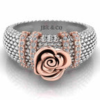 Two Tone Heartily Beads Rose Ring In Sterling Silver - JBR Jeweler