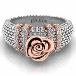 Two Tone Heartily Beads Rose Ring In Sterling Silver - JBR Jeweler