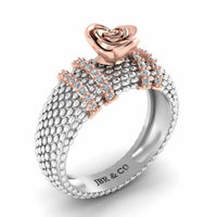 Two Tone Heartily Beads Rose Ring In Sterling Silver - JBR Jeweler