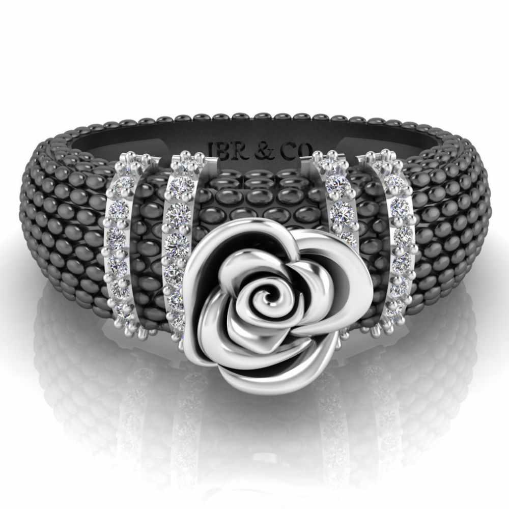 Two Tone Heartily Beads Rose Ring In Sterling Silver - JBR Jeweler