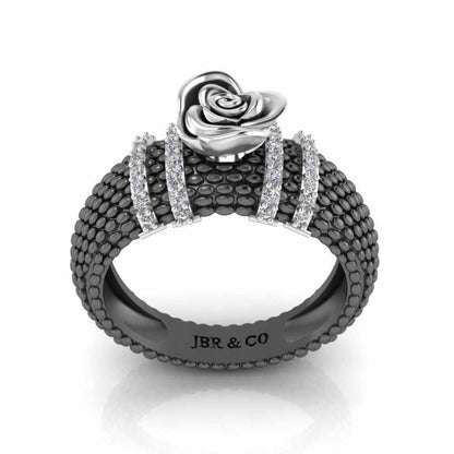 Two Tone Heartily Beads Rose Ring In Sterling Silver - JBR Jeweler