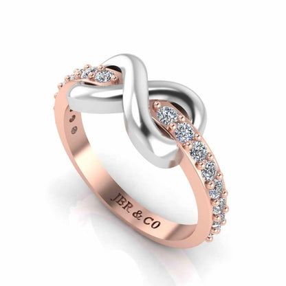 Two Tone Infinity Knot Design Sterling Silver Ring - JBR Jeweler