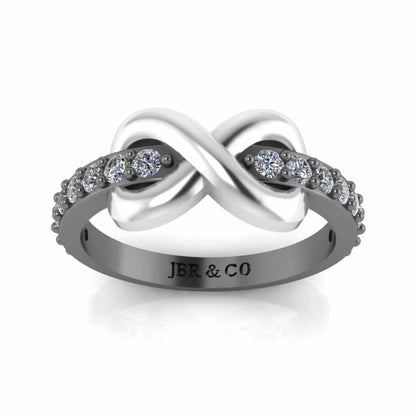 Two Tone Infinity Knot Design Sterling Silver Ring - JBR Jeweler