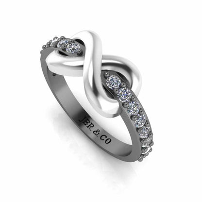 Two Tone Infinity Knot Design Sterling Silver Ring - JBR Jeweler