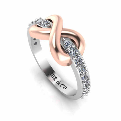 Two Tone Infinity Knot Design Sterling Silver Ring - JBR Jeweler