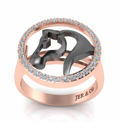 Two Tone Lucky Horseshoe Sterling Silver Animal Ring - JBR Jeweler