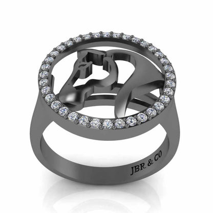 Two Tone Lucky Horseshoe Sterling Silver Animal Ring - JBR Jeweler