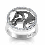 Two Tone Lucky Horseshoe Sterling Silver Animal Ring - JBR Jeweler