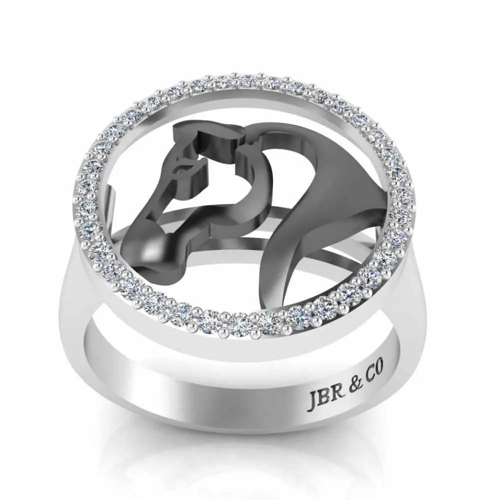 Two Tone Lucky Horseshoe Sterling Silver Animal Ring - JBR Jeweler