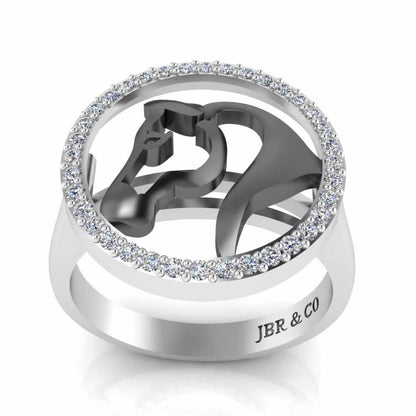 Two Tone Lucky Horseshoe Sterling Silver Animal Ring - JBR Jeweler