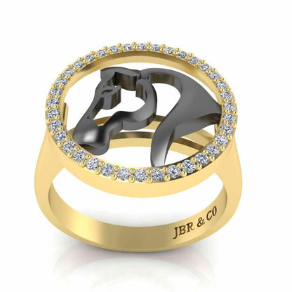 Two Tone Lucky Horseshoe Sterling Silver Animal Ring - JBR Jeweler