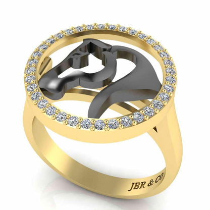 Two Tone Lucky Horseshoe Sterling Silver Animal Ring - JBR Jeweler