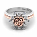 Two Tone Round Cut Sterling Silver Rose ring - JBR Jeweler