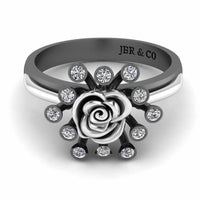 Two Tone Round Cut Sterling Silver Rose ring - JBR Jeweler