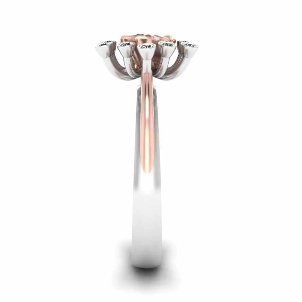Two Tone Round Cut Sterling Silver Rose ring - JBR Jeweler