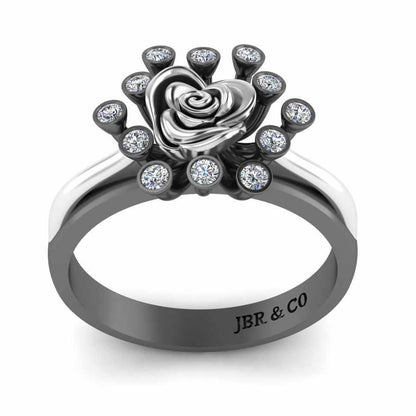 Two Tone Round Cut Sterling Silver Rose ring - JBR Jeweler