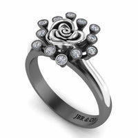 Two Tone Round Cut Sterling Silver Rose ring - JBR Jeweler