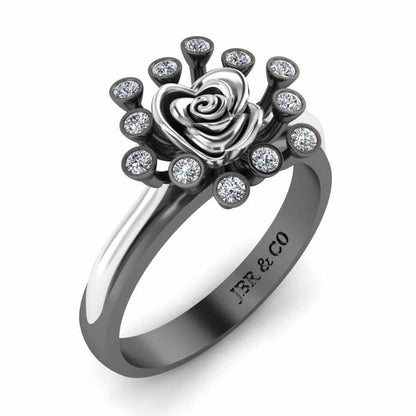 Two Tone Round Cut Sterling Silver Rose ring - JBR Jeweler