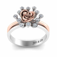 Two Tone Round Cut Sterling Silver Rose ring - JBR Jeweler