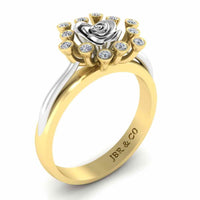 Two Tone Round Cut Sterling Silver Rose ring - JBR Jeweler