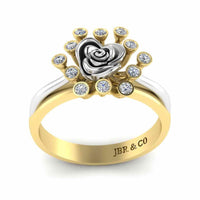 Two Tone Round Cut Sterling Silver Rose ring - JBR Jeweler