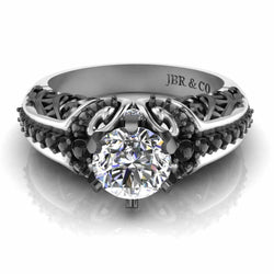 Two Tone Round Solitaire Sterling Silver Engagement Ring - JBR Jeweler