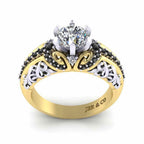 Two Tone Round Solitaire Sterling Silver Engagement Ring - JBR Jeweler