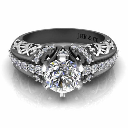 Two Tone Round Solitaire Sterling Silver Engagement Ring - JBR Jeweler