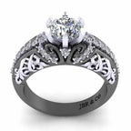 Two Tone Round Solitaire Sterling Silver Engagement Ring - JBR Jeweler