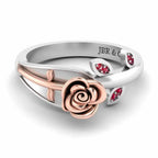 Two Tone Ruby Rose Ring In Sterling Silver - JBR Jeweler