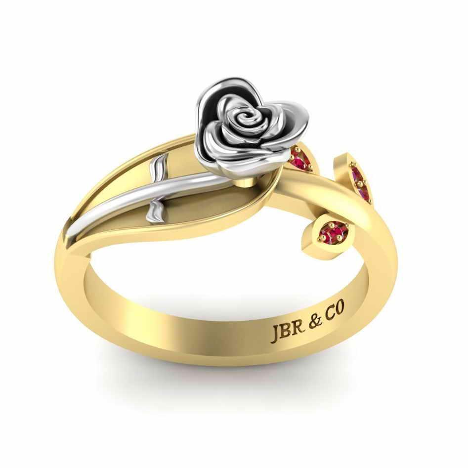 Two Tone Ruby Rose Ring In Sterling Silver - JBR Jeweler