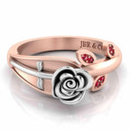 Two Tone Ruby Rose Ring In Sterling Silver - JBR Jeweler