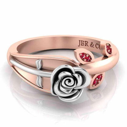 Two Tone Ruby Rose Ring In Sterling Silver - JBR Jeweler