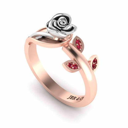 Two Tone Ruby Rose Ring In Sterling Silver - JBR Jeweler