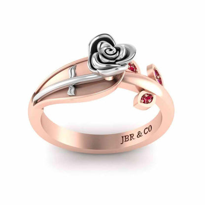 Two Tone Ruby Rose Ring In Sterling Silver - JBR Jeweler